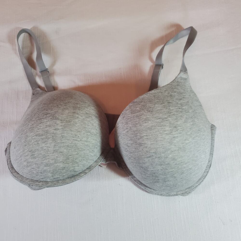 PINK Victoria's Secret Bra 36DD Gray Cotton Blend Underwire Padded T-Shirt Bra